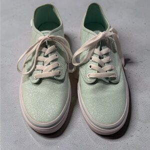 Vans Authentic Mint Seafoam Floral Embossed Canvas Sneakers Womens 9 EUR 40